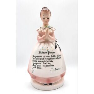 Vintage Enesco Pink Prayer Lady Napkin Holder Dinner Prayer Be Present. PREOWNED